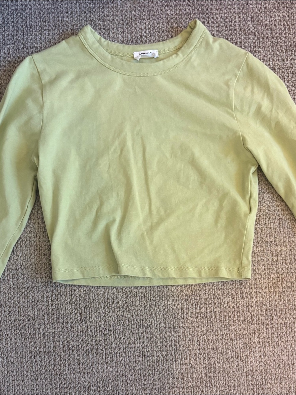 COTTON ON Light Green Cropped Long Sleeve Tee